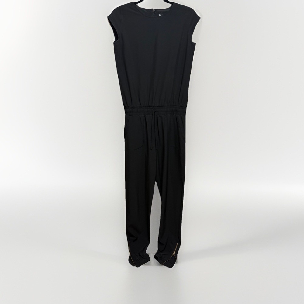 Albion Fit Jumpsuit Stretch‎ Pocket Travel Athleisure Black Zip Ankle XS Tall
